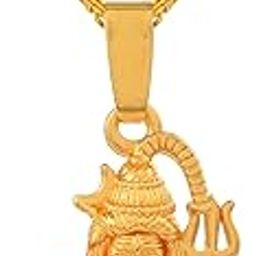 Gold Plated Brass Shiva (Mahakal) Pendant With Chain Locket Religious Necklace For Men Women-image-3