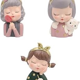 UJEAVETTE 3X Small Cute Girl Resin Succulent Pots Flower Pot Bonsai Pot-image-25