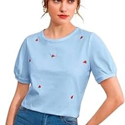 dream beauty fashion Casual Women's Round Neck and Puff Sleeves Stylish Printed Top - 23" inches (Tee-Ananya01)-picture-15