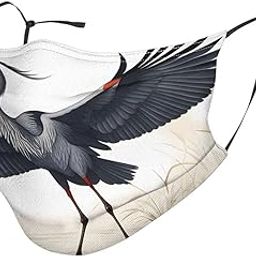 YYHWHJDE Adult Masks Washable 5 PCS Soft breathable Suitable for camping, running, traveling daily use Flying Birds Crane Heron Pattern-image-88