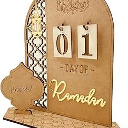 Ramadan Advent Calendar Eid Mubarak Wooden Countdown Calendars Tracker Date Gift for Kids Arabic Muslim Islamic Holiday Table Home Decorations DIY Inspiration Reusable (A)-26