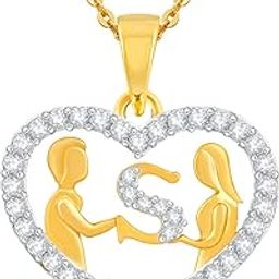 Couple Pendant S Letter Gold plated Valentine Latest American Diamond for Women Girls Girlfriend Men Boys Couples Lovers Design alphabet Cubic Zirconia Brass Chain Pendant-image-59