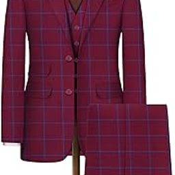 Unstitched Poly-Viscose Maroon Tweed Checkered Suiting Fabric 4 Meter as per Your use-19