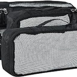 Packing Cubes/Travel Pouch Bag - Suitcase Organiser Set Of 4 (2 Small And 2 Slim) - Black - Polyester-6