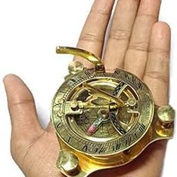 Wave Nautical- Antique Finish Brass 3" Sundial Compass Nautical Marine Old Vintage Pocket Style Gift Brass Sundial Compass Small Sun Dial Compass Vintage Collectibles Solid Brass Pirate Gift-image-93