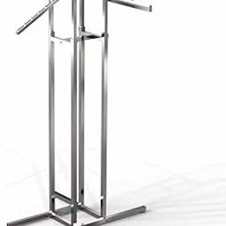 LOCOMOTO Four Way Clothng Display Stand Used for shop, Shworoom & Exhibition (Silver Chrome Color)-30