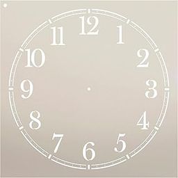 Ivana's Coffee House Clock Face Stencil | Classic Numbers Clock Art - Reusable Mylar Template | Painting, Chalk, Mixed Media | DIY Decor - STCL2331 - Size (12" Diameter)-13