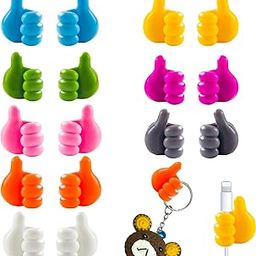 BIPLOJIT Self Adhesive Thumb Wall Hooks Hanging Thumb Cable Organizer Clips Punch Key Hook Holder Wall Hangers, Multifunctional Nail-Free Utility Silicone Hooks (Pack of 10)-image-11