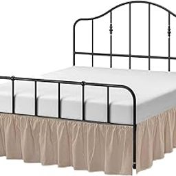 RAJVEER TEXTILE Microfiber Fabric Queen Size Ruffled Bed Skirt(78" x 60") with Adjustable Three Fabric Sides Elastic Belts, Easy Fit Bed Skirt - 15" Height Beige Color-9