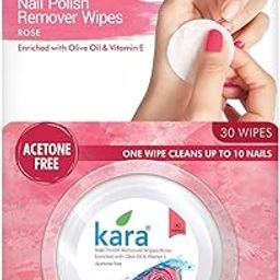 Kara Nail Polish Remover Wipes Rose 30 Pulls, Enriched with Olive Oil & Vitamin E, Acetone Free, One Wipe Cleans Upto 10 Nails-image-4