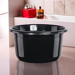 Kuber Industries Plastic 25 Ltr Bathtub | Baby Bathing Tub for Home, Washroom & Kitchen Use | Lightweight and Multipurpose Water Tub | Suitable For Laundry and Cleaning - Black-image-91