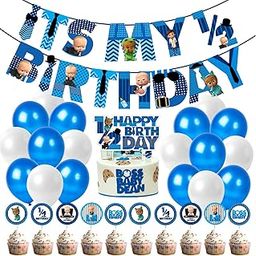 Party Propz Boss Baby Theme Decorations - Set Of 52pcs, Bday Decoration Kit, Half Birthday Decoration For Baby Boy, 6 Month Birthday Decorations For Boy-14