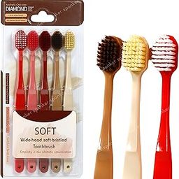 Spanker Pack of 5 Extra Wide Head 15MM Adult Toothbrush with Double Inplanted Soft Feather Like Bristles Non Frizzing Toothbrush for Intensive Care Protect Fragile Gums for Good Cleaning Effect-29
