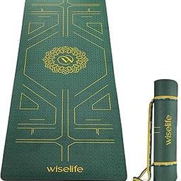 Wiselife Tru Alignment Yoga Mat + Sleek Yoga Strap For Men And Women (Probalance Tpe Material 6Mm Extra Thick Extra Long Extra Wide) (Emerald), Green-image-28