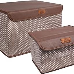 Nicasa 2 pcs Foldable Storage box for Clothes Organiser for Wardrobe, Cloth Organizer with Lid and Handle, Storage Basket Bins for Toys, Books, and Other Supplies (Brown)-image-31