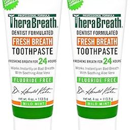TheraBreath Dentist Formulated Fresh Breath Toothpaste without Fluoride, Mild Mint (4 oz) - Pack of 2-image-5