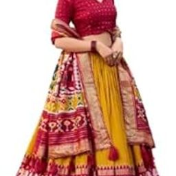 Lehenga Choli For Womens And Girls Heavy Tussar Silk Fabric With Patola Print with foil work Speciel navratri chaniya choli Set-image-59