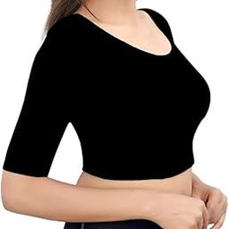 Women's Cotton Stylish Western Basic Solid Wear TV Oval Neck with Full/Long Sleeve Blouses for Women L765-image-85