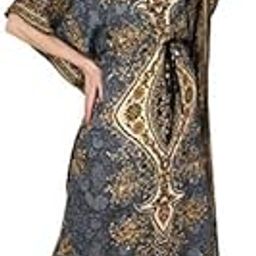 Women's Kaftan Night Wear Dress Beach Ladies Sleepwear Gown Robe V-Neck Cover Up Robe-13