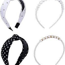 Hair Band for Girls | Casual Hair Accessories for Girls | Hairbands for Womens (Black-White)-11