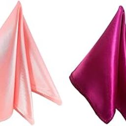 Satin Pocket Square for Men, Wedding Handkerchief for Suits, Blazers & Tuxedo, Men's Pocket Square Combo (Pack of 2) (Pink & Dark Purple)-image-86