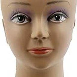 UJEAVETTE® Female Mannequin Head Bald Cosmetology for Hat Display Practice Brown-26