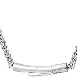 Silver Plated Stainless Steel Fancy Wheat Chain Stylish Fashion Jewellery for Men-image-77