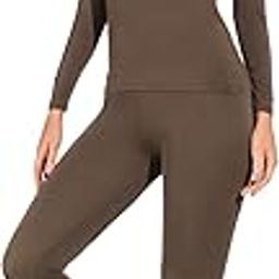 Women's Crewneck Long Johns Ultra Thin Modal Thermal Underwear Top & Bottom Set-image-2