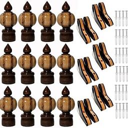 Paras | Wooden Curtain Bracket with Finials for 1 Inch/25 mm Rod - J21-12-6Set Pack of 24 (12 Finial and 12 Support)-picture-20