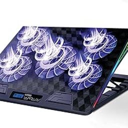 Kreo Tundra 5 Fans RGB Laptop Cooling Pad with Dual USB Port, 5 Adjustable Height Angles with LCD Display and 10 RGB Modes for Gaming Laptop, Silent Cooling Pad with Under 21 dBA-28