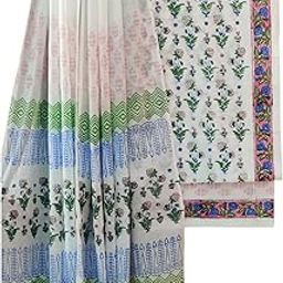 hand Block Printed Unstitched Salwar Suit Dress Material with Mulmul Dupatta-image-0