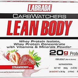 Labrada Lean Body CarbWatchers | 650g | Strawberry | High-Protein | Low-Carb | Meal Replacement Shake | 20+ vitamins and minerals |-20