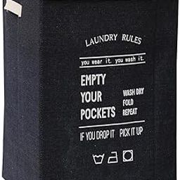HOKIPO Foldable Laundry Basket for Clothes with Lid, Navy Blue (AR-5318-NBL)-picture-21