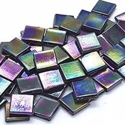 Sai Mosaic Art Coral Iridescent Black HK050 Glass Mosaic 15x15mm tiles 100 gm pack-image-99