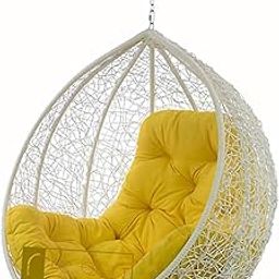 Happy Star Outdoor Furniture Single Seater Swing, Beautiful Swing Without Stand (White Swing with Yellow Cushion) (White/Yellow)-image-28