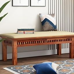 Woody Furniture™ Solid Sheesham Wood 3 Seater Bench for Living Room | Wooden Bench for Dining | Patio Outdoor & Balcony Benches for Drawing Room | Bench for Bedroom (Teak Finish)-picture-11
