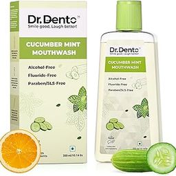 Dr.Dento Cucumber Mint Mouthwash - 300ml | Fresh Breath | No Artificial Flavors & Colors | Alcohol-Free Mouthwash for Men, Women & Kids | Fights Germs (300ml, Cucumber Mint)-6