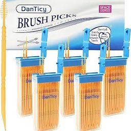 DanTicy Brushpicks Interdental Toothpicks,Soft Bristle Dental Floss Picks Toothpicks,Helps Removes Plaque and Debris Between Your Teeth 600PCS (Pack of 5) Orange-image-37