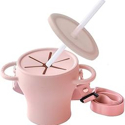 Coos N Babbles 2-in-1 Silicone Straw Sipper Cum Snack Cup for Baby | 450 ml Straw Cup for Babies 1 Year | Foldable Sippy Cup and Snack Catcher for Kids (Quartz Pink)-77