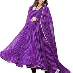 Women's Stylish Georgette Gown - Printed Maxi Length Gown, Round Neck Full Sleeve -, Black - Perfect for Festival, Party, Wedding-39