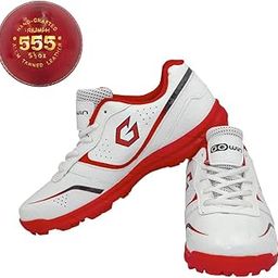 Academy White/Red Cricket Shoes Size-5 with TR-555-R Cricket Leather Ball Alum Tanned Red-image-28