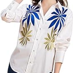 White Embroidered Pure Cotton Oversized Shirt (Small)-image-37