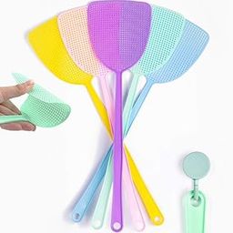 Kitchen Kulture® Multi-Color Plastic Fly Swatters - Strong Durable Flexible Long Handle Manual Swat Flies and Mosquitoes Striking Fly Swatters Set - Home and Kitchen Helper - 5 pcs-26