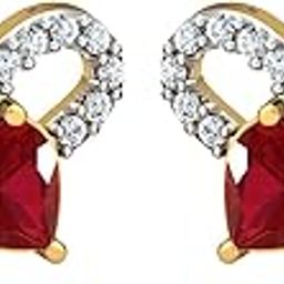 14K(585)/18K(750) Yellow Gold and Daimond Garnet Red Designer Earrings For Women-image-74