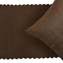 Home Premium Quilted Set of Bed Runner and 2 Cushion Covers for Double Bed (Runner: 18X90, Cover: 16X16). (Brown)-image-8