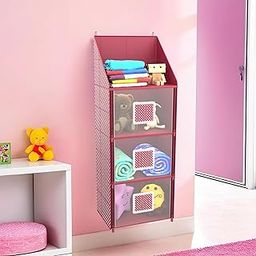 Kuber Industries Hanging Almirah | Folding Baby Almirah | 4 Compartments Storage Almirah | Hanging Wall Almirah | Wardrobe Organizer for Cloth-Shoes-Toys | Hathkadi | Maroon-22