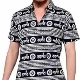 Men Mahakal Printed Pure Cotton Straight Kurta (Men Mahakaal Kurta) - Black Color-image-12