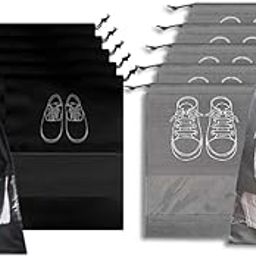 Shoe Bags for Travel – (Black & Grey Waterproof Shoe Organizers – Lightweight & Breathable for Gym, Work, Vacation – Fits Men’s/Women’s ShoesTrave (10)-image-86