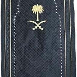 Black Soft Holland Velvet Adult Prayer Mat|Muslim Janamaz with Flower Border & Golden Jari Zulfikar Embroidery Foldable, Comfortable, Anti-Skid Musalla Rug (4.5 ft x 2.5 ft) by Dulhan Enterprises-image-92