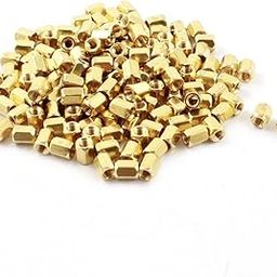 Aexit 150Pcs (PCB board) M3 Female Thread 6mm Length Dual Ends Gold Tone Brass Pillar PCB Standoff Hexagonal (20ry66qf701) Nut Spacer-3